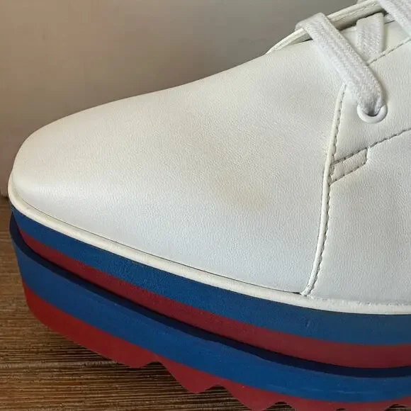 Stella McCartney Sneak Elyse Platforms, Red White and Blue, size 40.5 US10.5 NIB - Picture 7 of 15